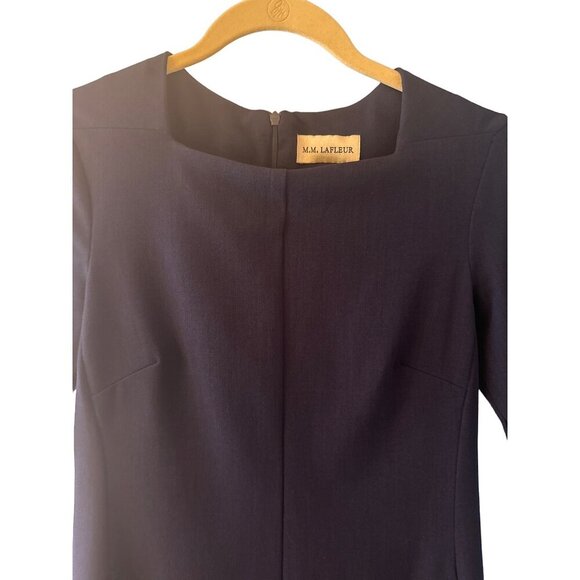 MM La Fleur Blue Short Sleeve A Line Dress Pockets Square Neck Size 6 - Picture 3 of 7